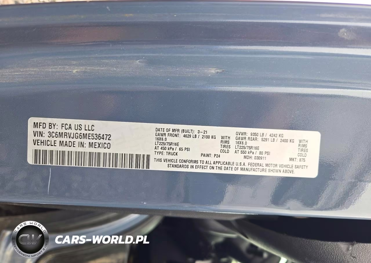 2021 Ram Promaster 3500 Delivery Van VIN:3C6MRVJG6ME536472 - 13