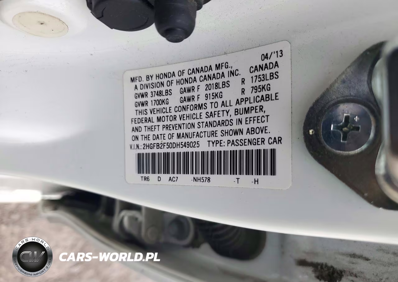 2013 Honda Civic Lx VIN:2HGFB2F50DH549025 - 13