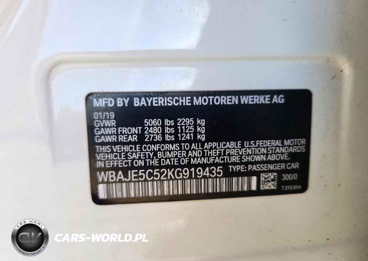 2019 BMW 540 I VIN:WBAJE5C52KG919435 - 12