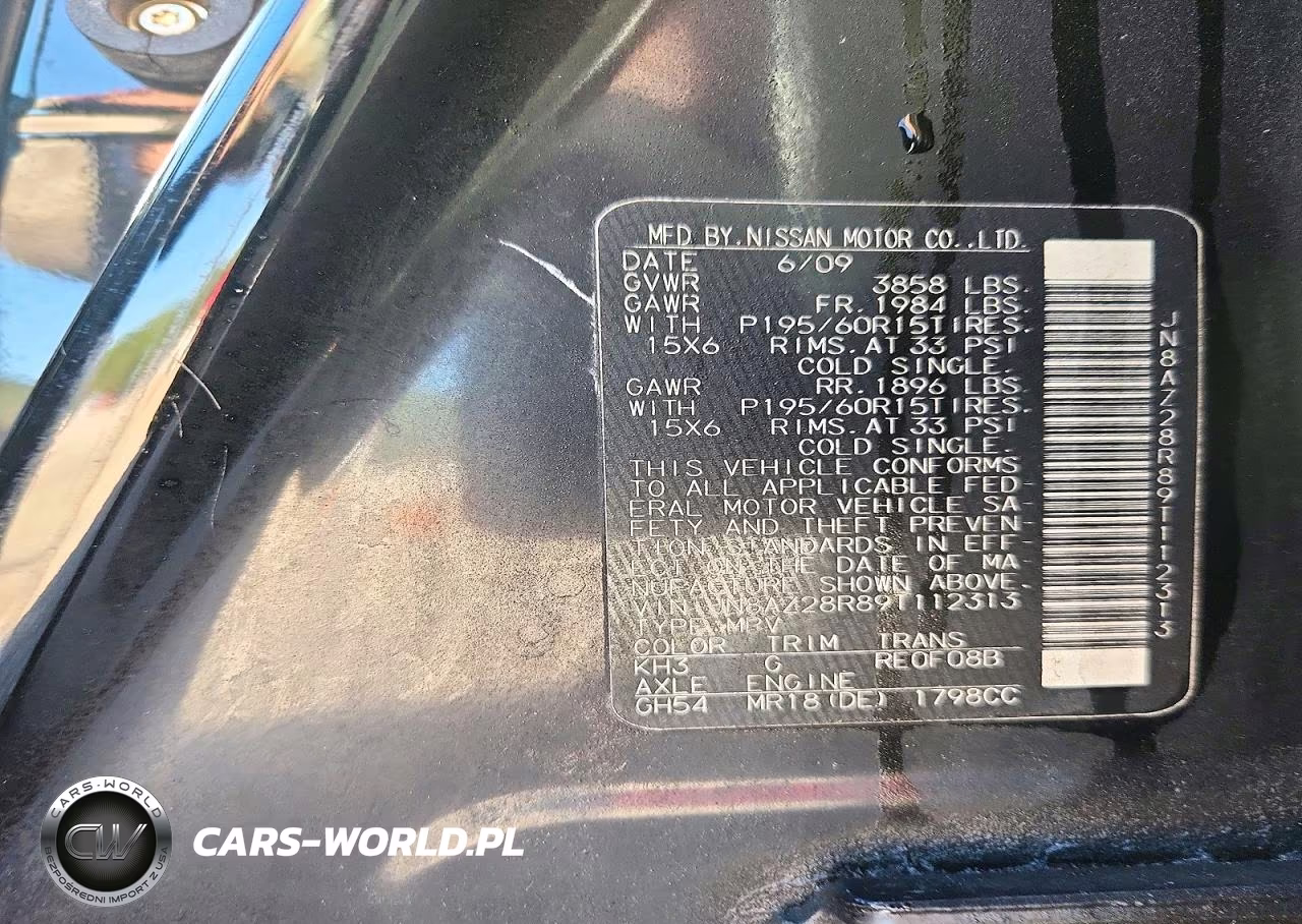 2009 Nissan Cube 1.8 VIN:JN8AZ28R89T112313 - 14