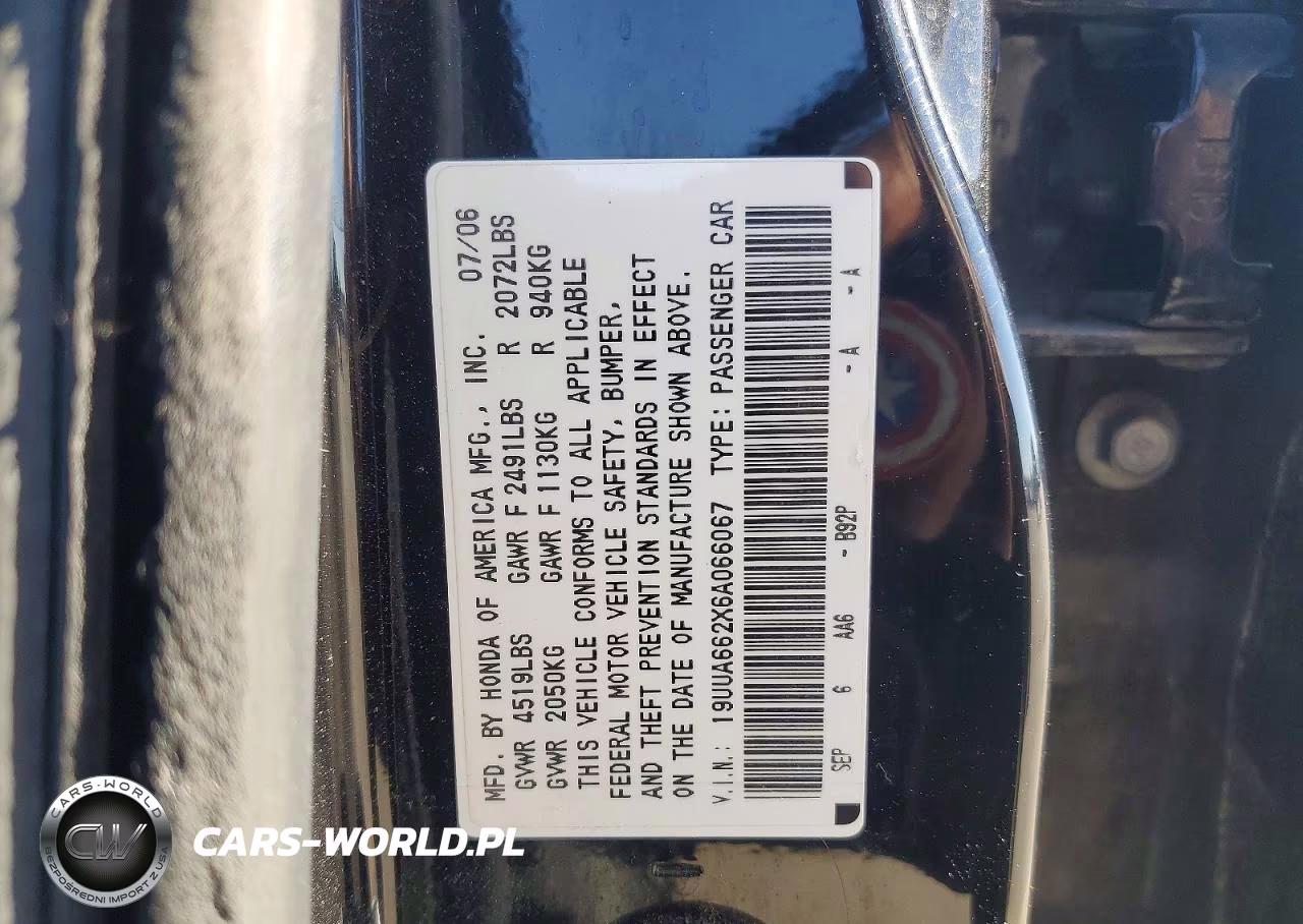 2006 Acura 3.2Tl VIN:19UUA662X6A066067 - 12