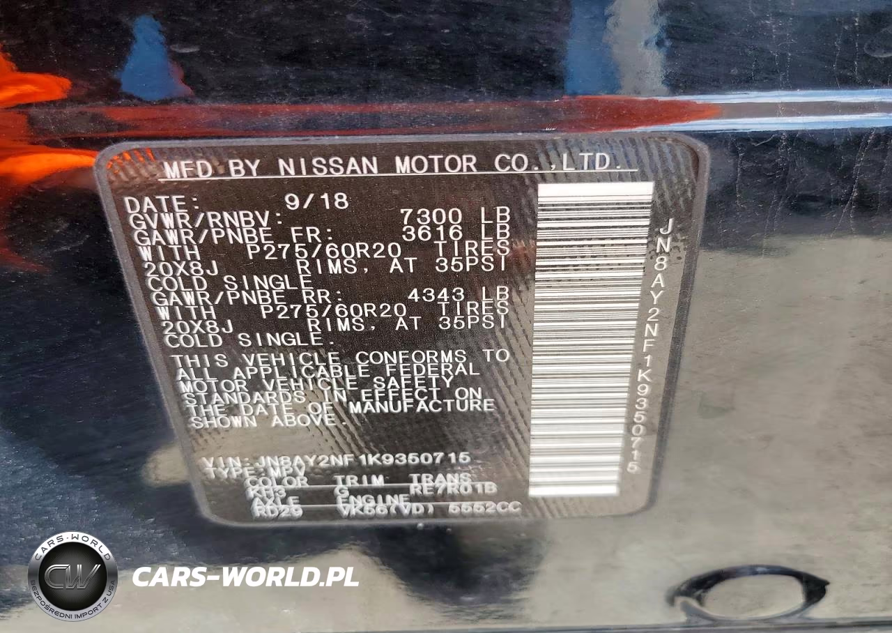 2019 Nissan Armada Platinum VIN:JN8AY2NF1K9350715 - 14