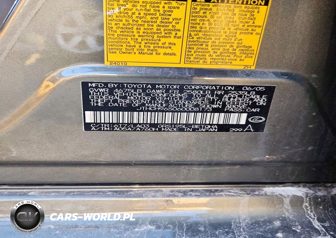 2006 Lexus Gs 300 VIN:JTHCH96S060008173 - 12