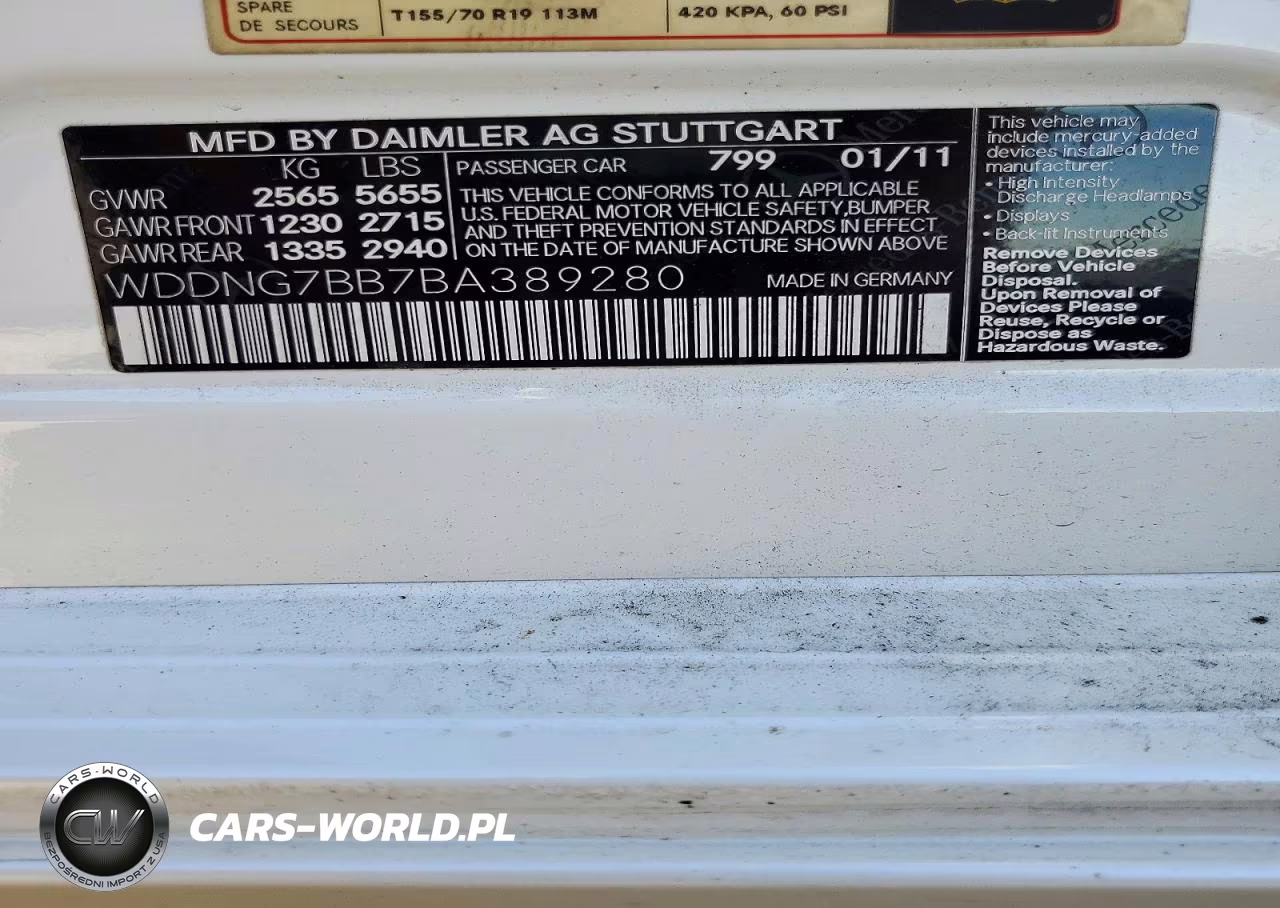 2011 Mercedes-Benz S 550 VIN:WDDNG7BB7BA389280 - 12