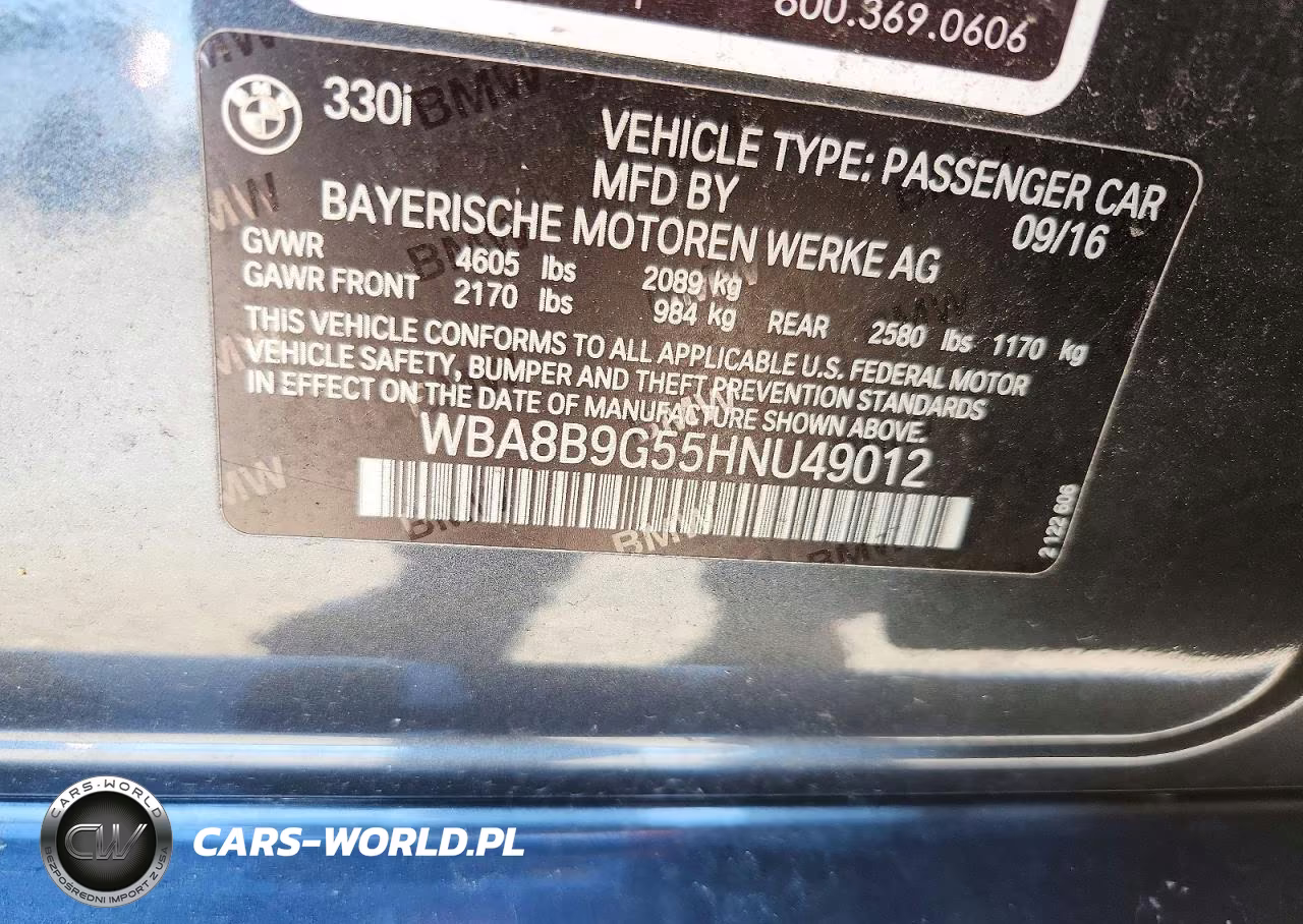 2017 BMW 330 I VIN:WBA8B9G55HNU49012 - 12