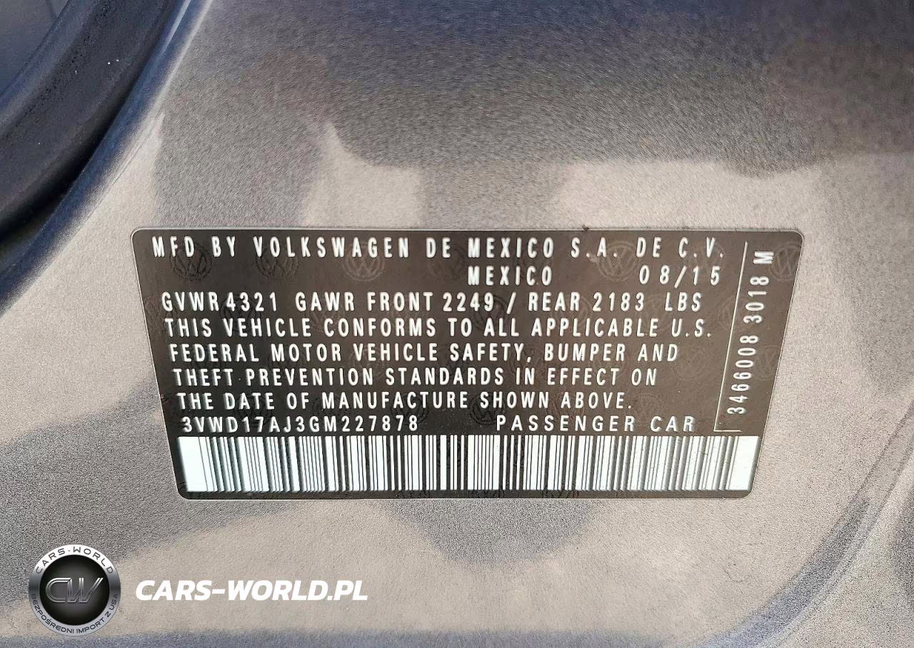 2016 Volkswagen Jetta Sport VIN:3VWD17AJ3GM227878 - 12
