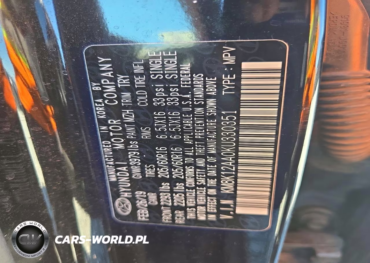 2019 Hyundai Kona Se VIN:KM8K12AA0KU330351 - 13