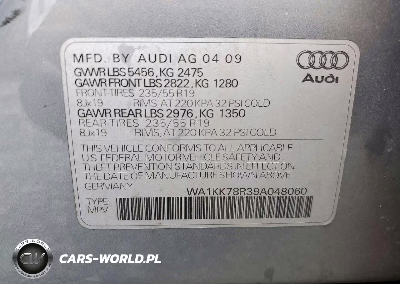 2009 Audi Q5 3.2 VIN:WA1KK78R39A048060 - 13