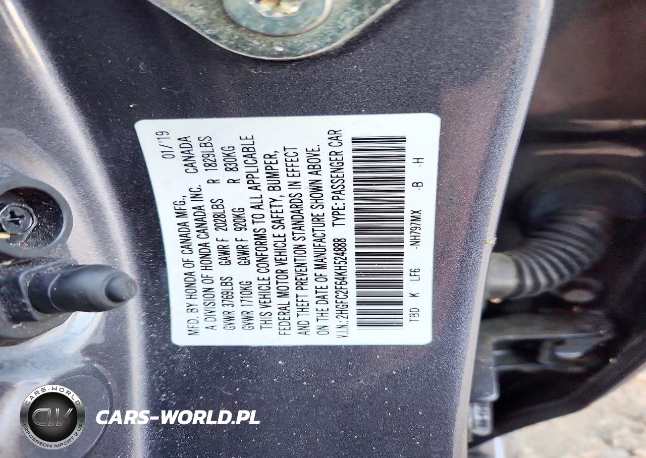 2019 Honda Civic Lx VIN:2HGFC2F64KH524888 - 12