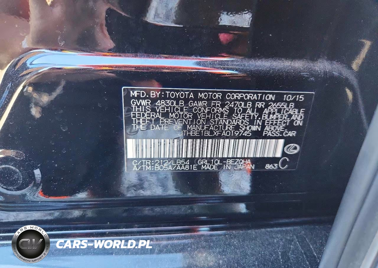 2015 Lexus Gs 350 VIN:JTHBE1BLXFA019745 - 12
