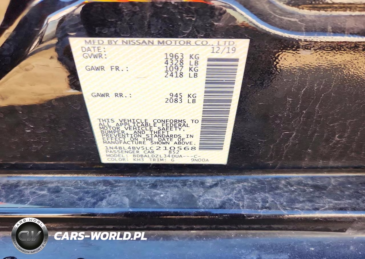 2020 Nissan Altima S VIN:1N4BL4BV5LC210568 - 12