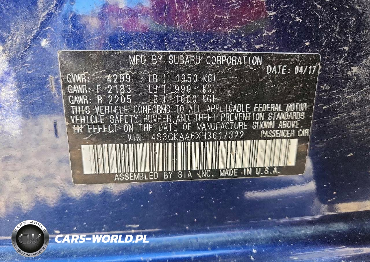 2017 Subaru Impreza VIN:4S3GKAA6XH3617322 - 13