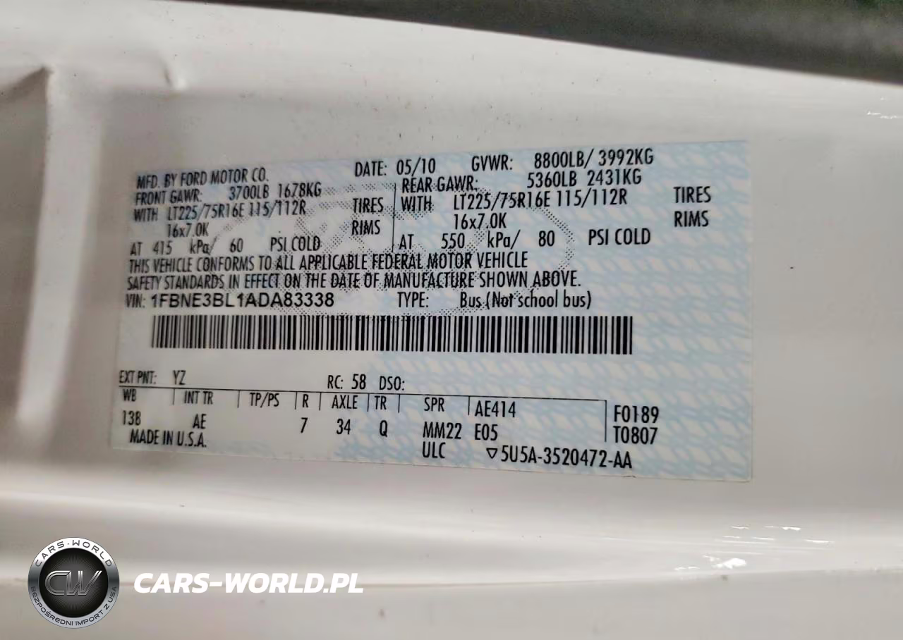 2010 Ford Econoline E350 Super Duty Wagon VIN:1FBNE3BL1ADA83338 - 13