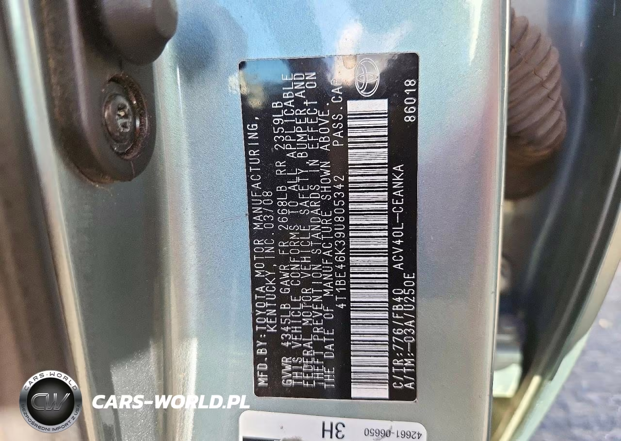 2009 Toyota Camry Le VIN:4T1BE46K39U805342 - 12