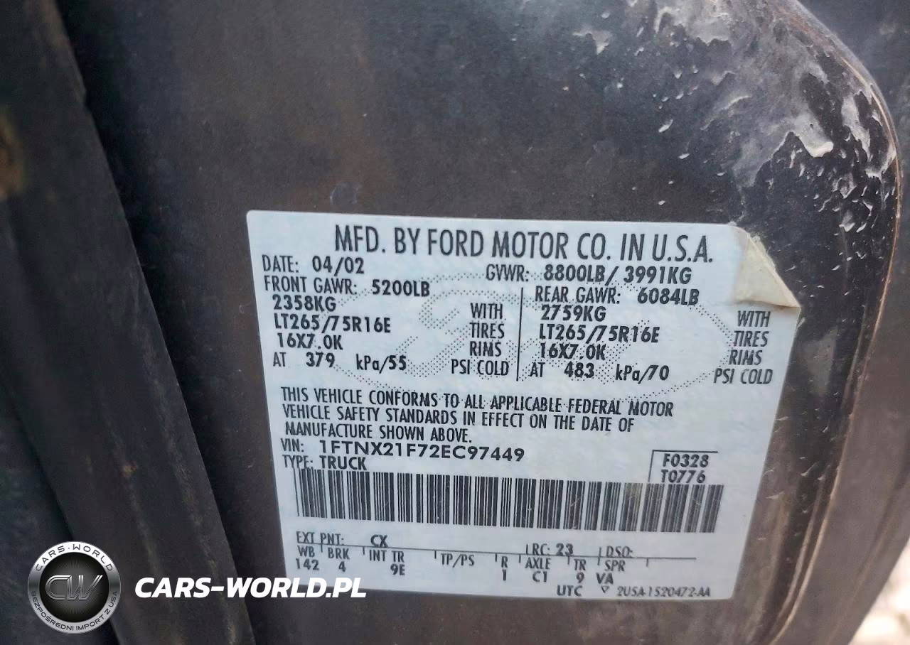 2002 Ford F250 Super Duty Flatbed Truck VIN:1FTNX21F72EC97449 - 12