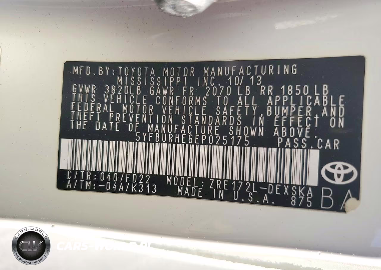 2014 Toyota Corolla S Plus VIN:5YFBURHE6EP025175 - 12