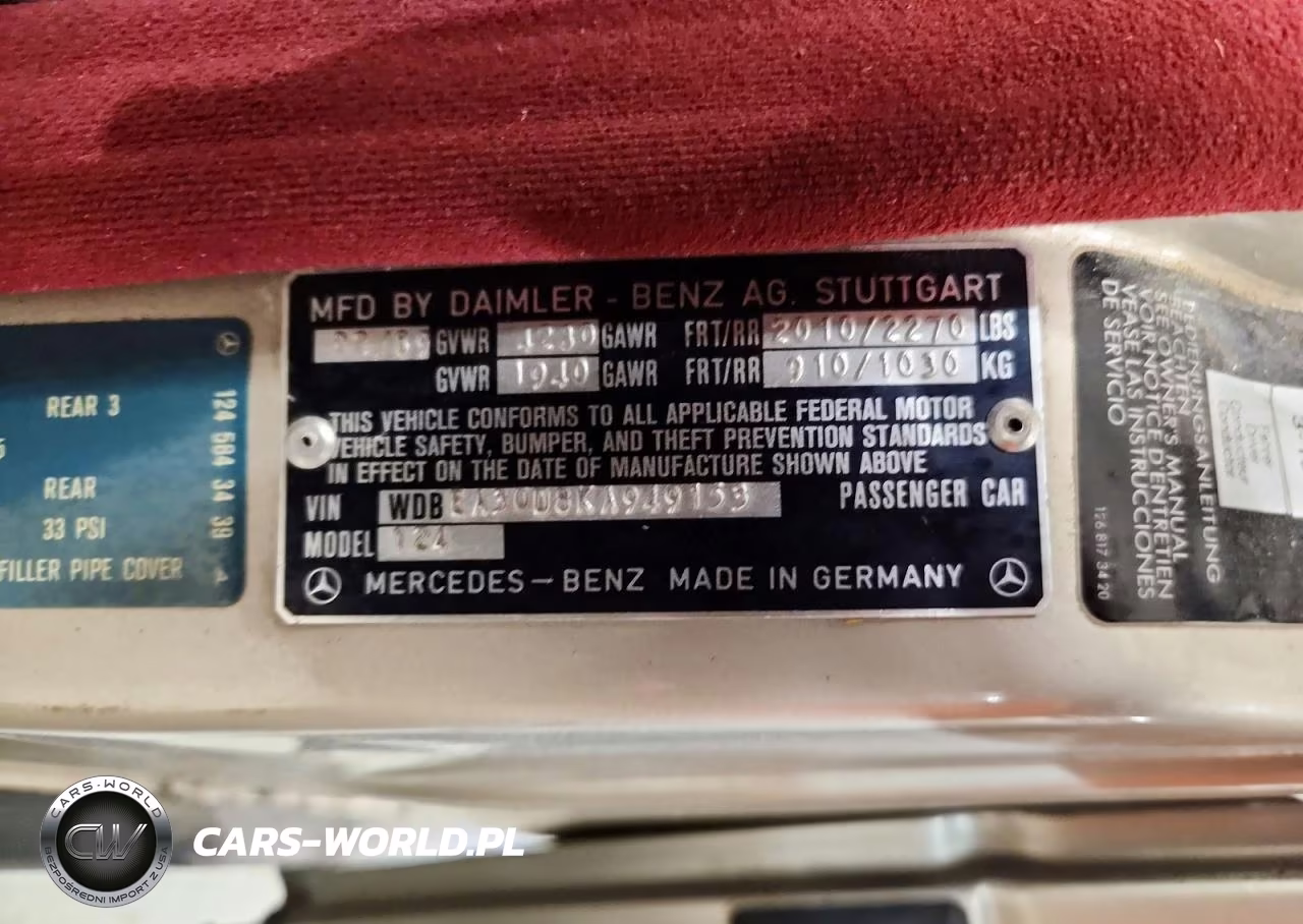 1989 Mercedes-Benz 300 E VIN:WDBEA30D8KA949153 - 12