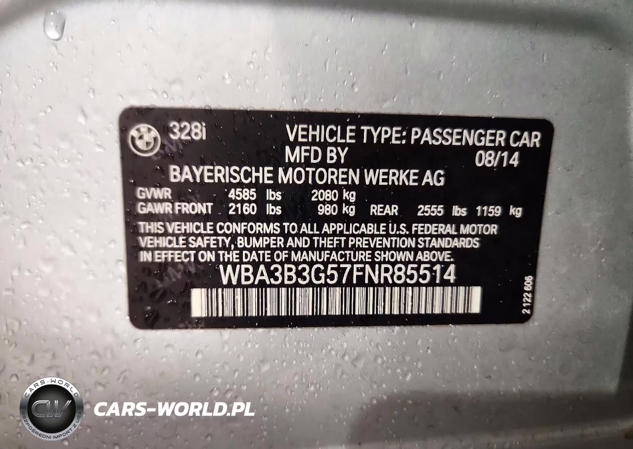 2015 BMW 328 Xi VIN:WBA3B3G57FNR85514 - 12
