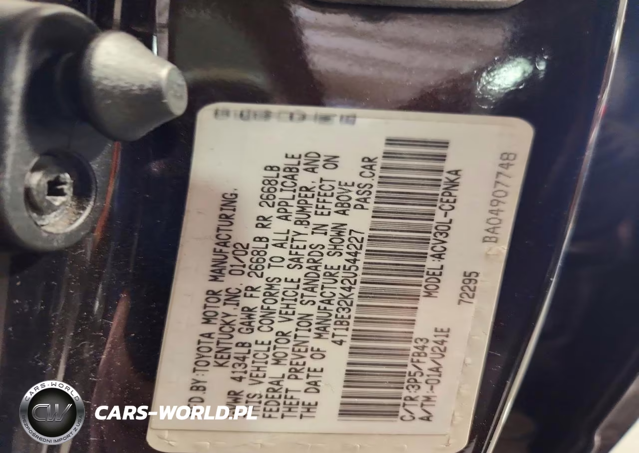 2002 Toyota Camry Le VIN:4T1BE32K42U544227 - 12