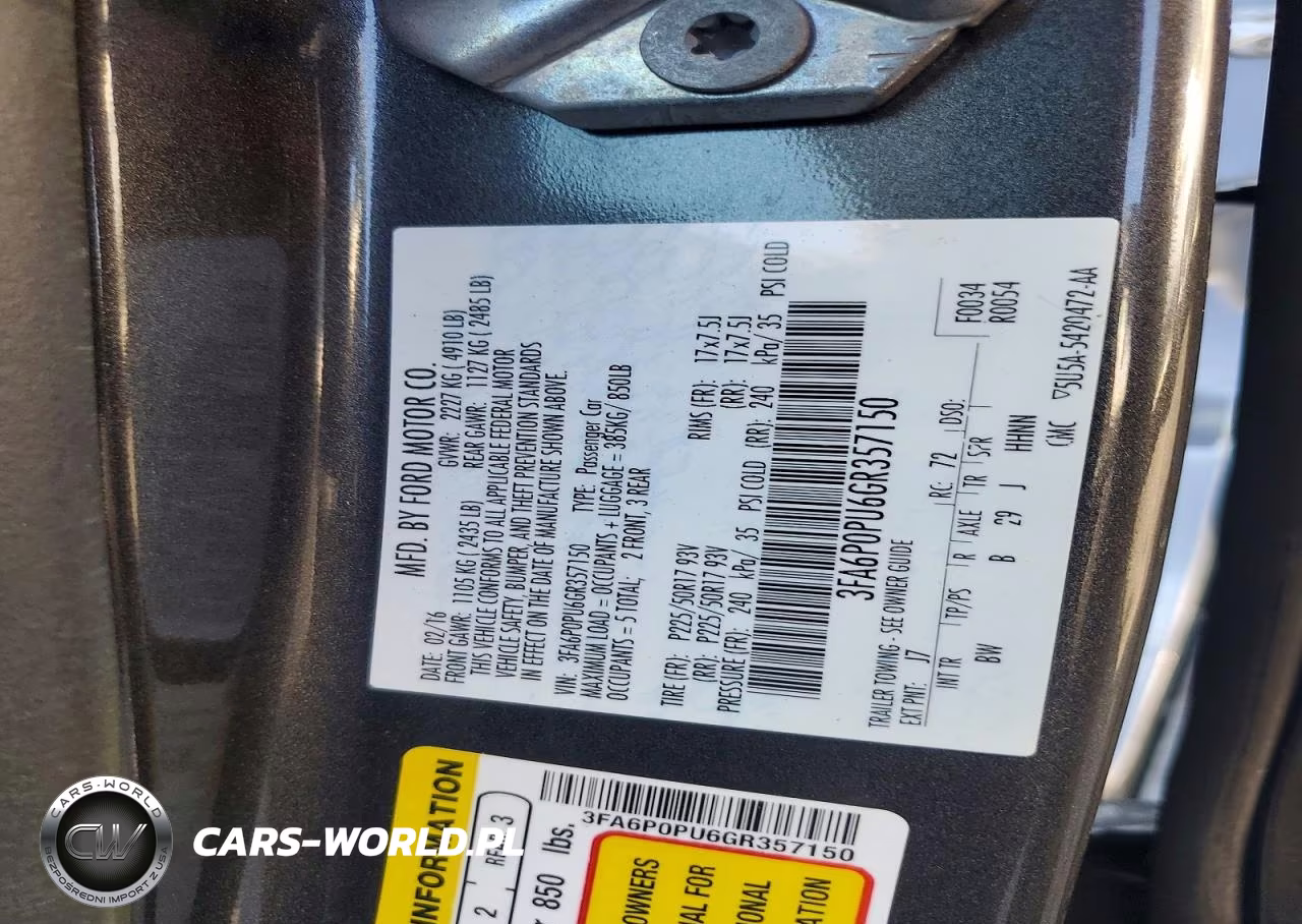 2016 Ford Fusion Se Phev VIN:3FA6P0PU6GR357150 - 12