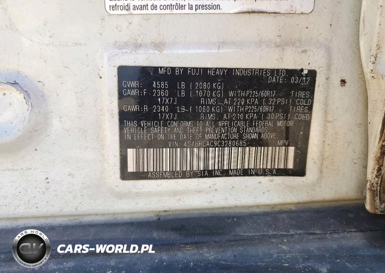 2012 Subaru Outback 2.5I VIN:4S4BRCAC9C3280685 - 14