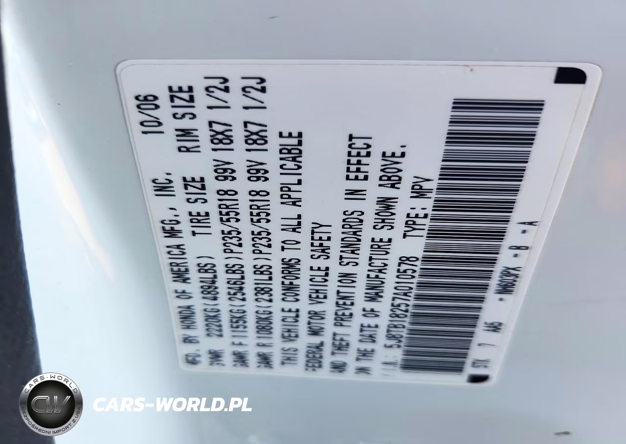2007 Acura Rdx VIN:5J8TB18257A010578 - 12