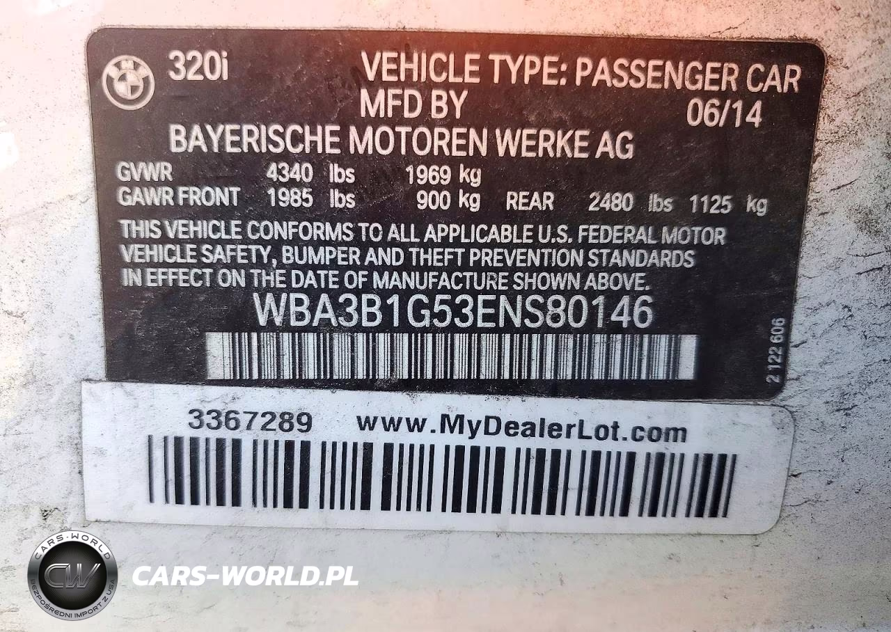 2014 BMW 320 I VIN:WBA3B1G53ENS80146 - 13