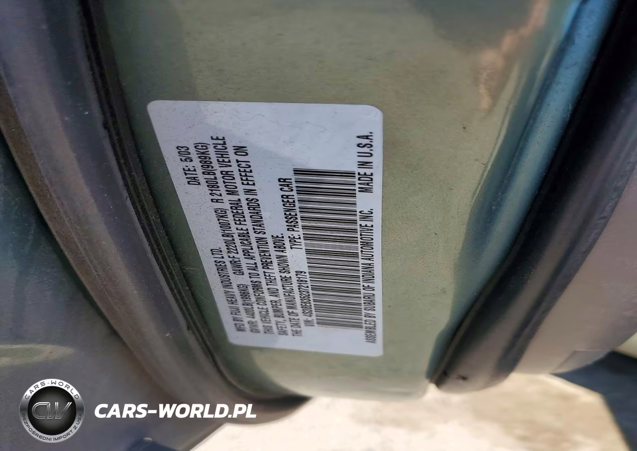 2003 Subaru Legacy L VIN:4S3BE635237218179 - 12