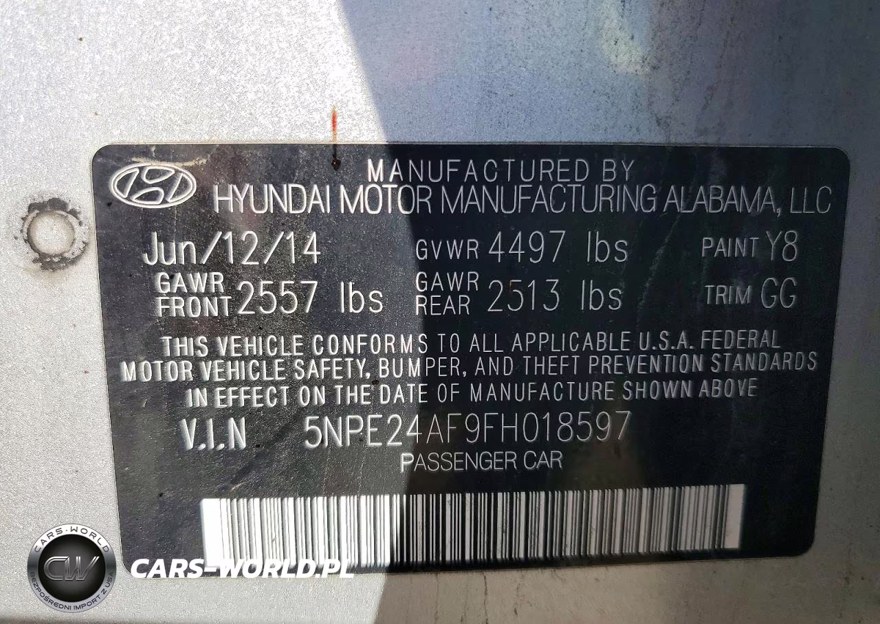 2015 Hyundai Sonata Se VIN:5NPE24AF9FH018597 - 12