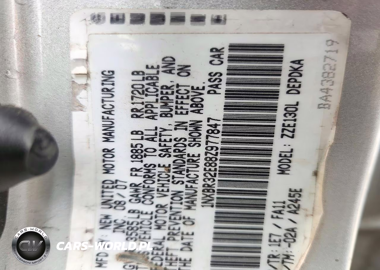 2008 Toyota Corolla Ce VIN:1NXBR32E88Z977847 - 12