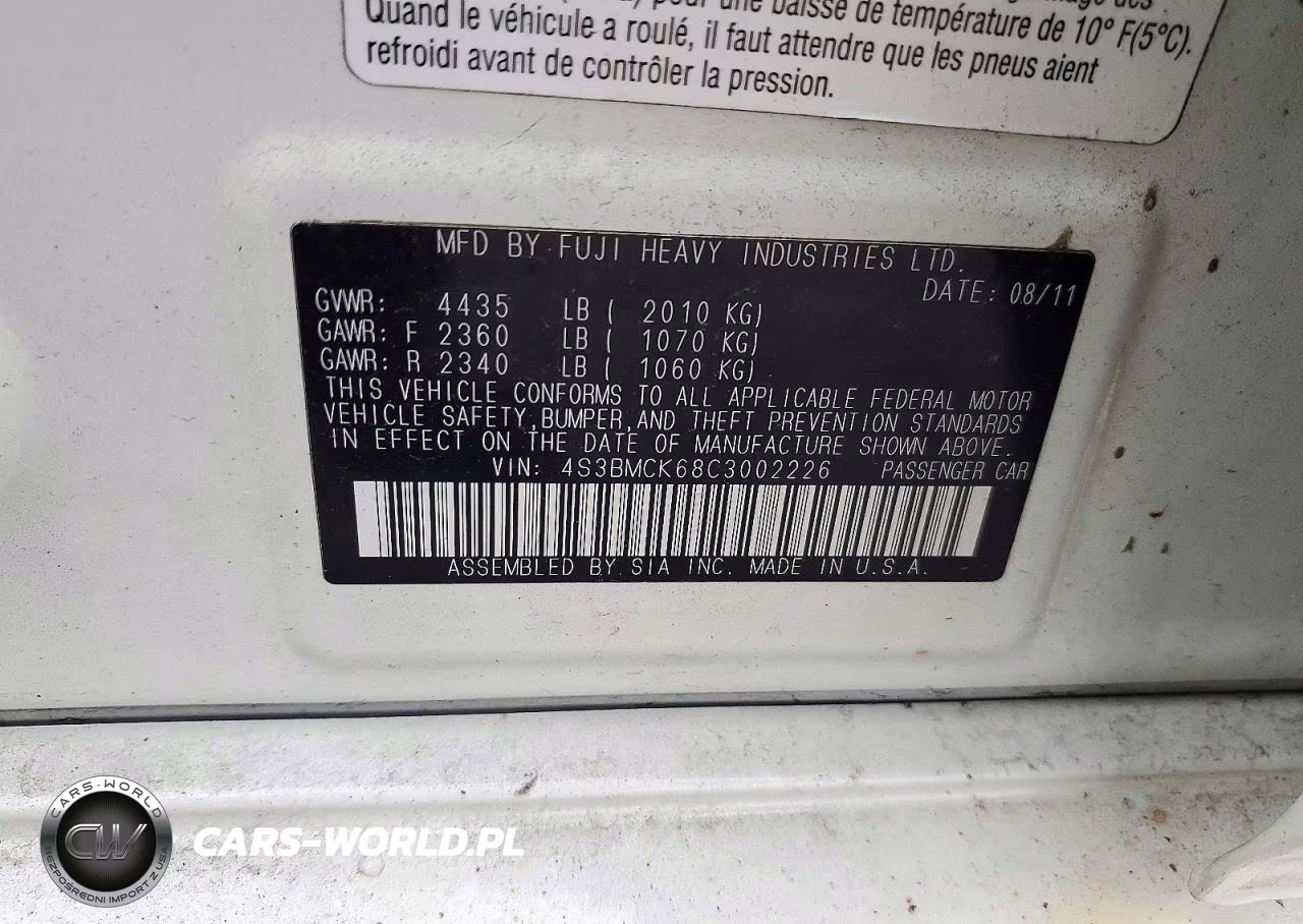 2012 Subaru Legacy 2.5I Limited VIN:4S3BMCK68C3002226 - 12