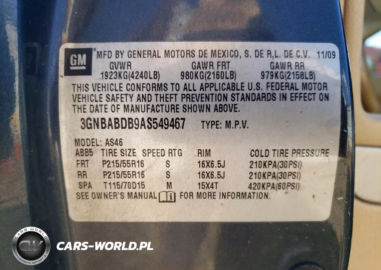 2010 Chevrolet Hhr Lt VIN:3GNBABDB9AS549467 - 13