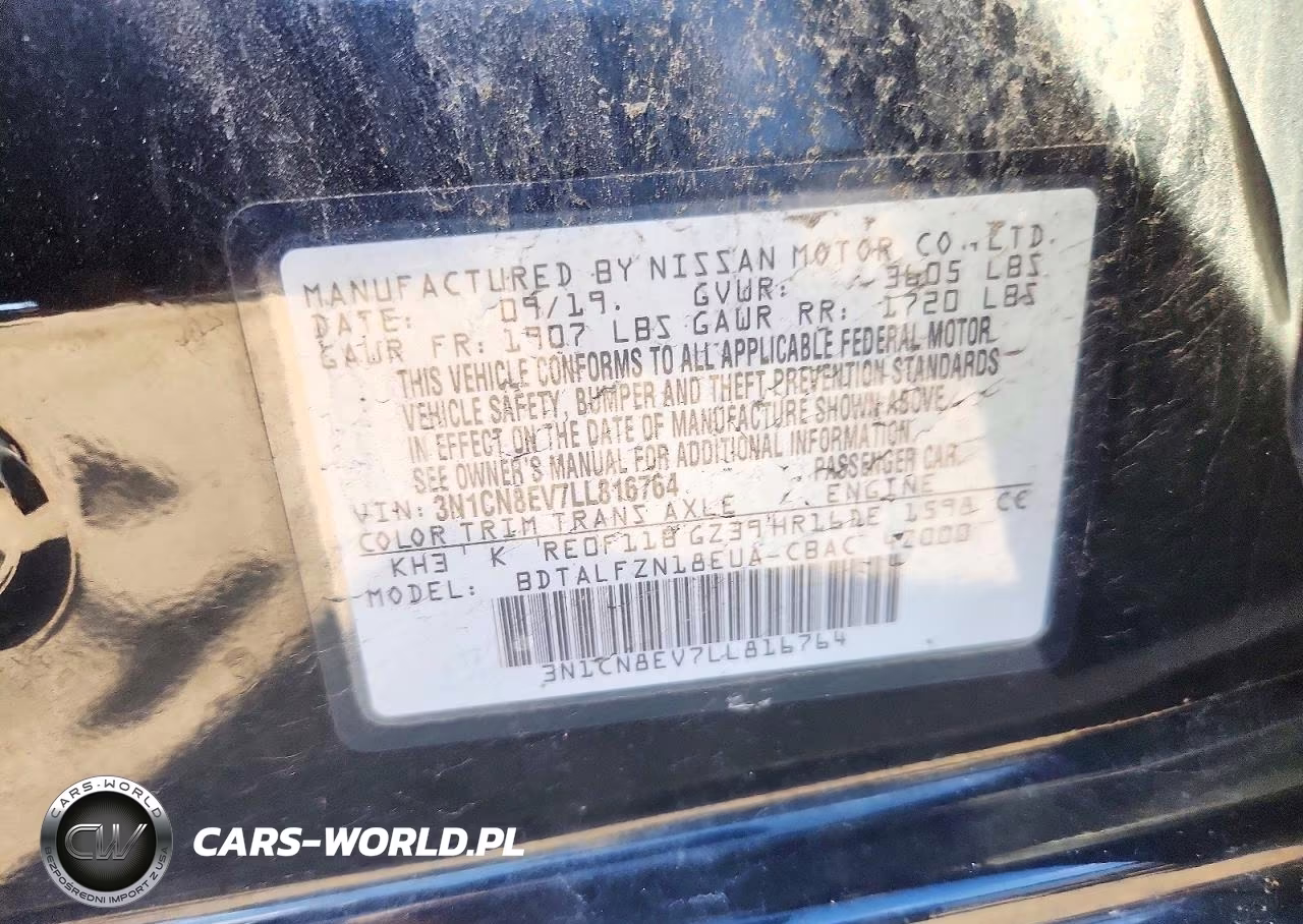 2020 Nissan Versa Sv VIN:3N1CN8EV7LL816764 - 13