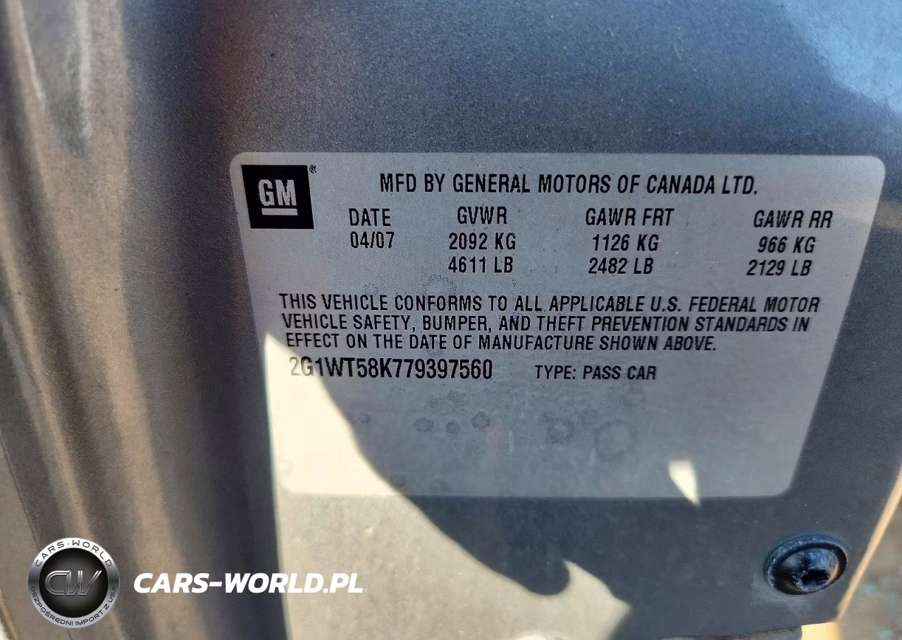 2007 Chevrolet Impala Lt VIN:2G1WT58K779397560 - 12