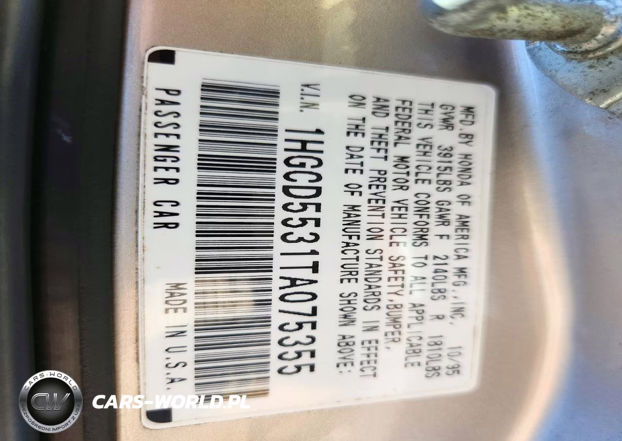 1996 Honda Accord Lx VIN:1HGCD5531TA075355 - 12