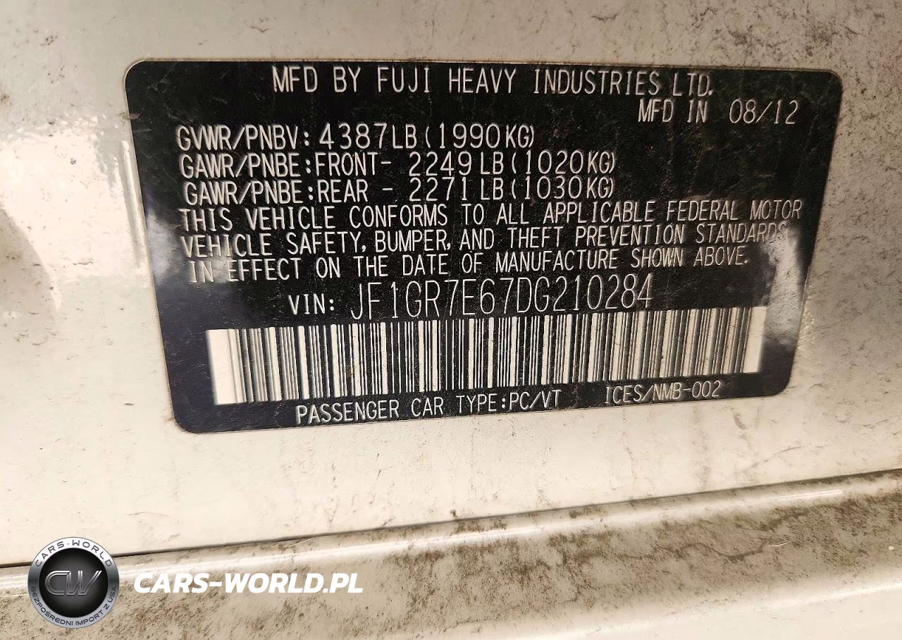 2013 Subaru Impreza Wrx VIN:JF1GR7E67DG210284 - 12