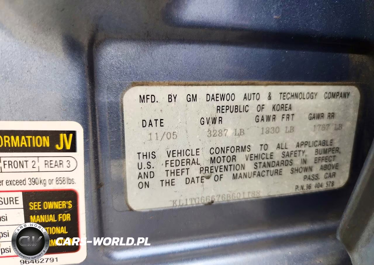 2006 Chevrolet Aveo Lt VIN:KL1TG66676B601188 - 12
