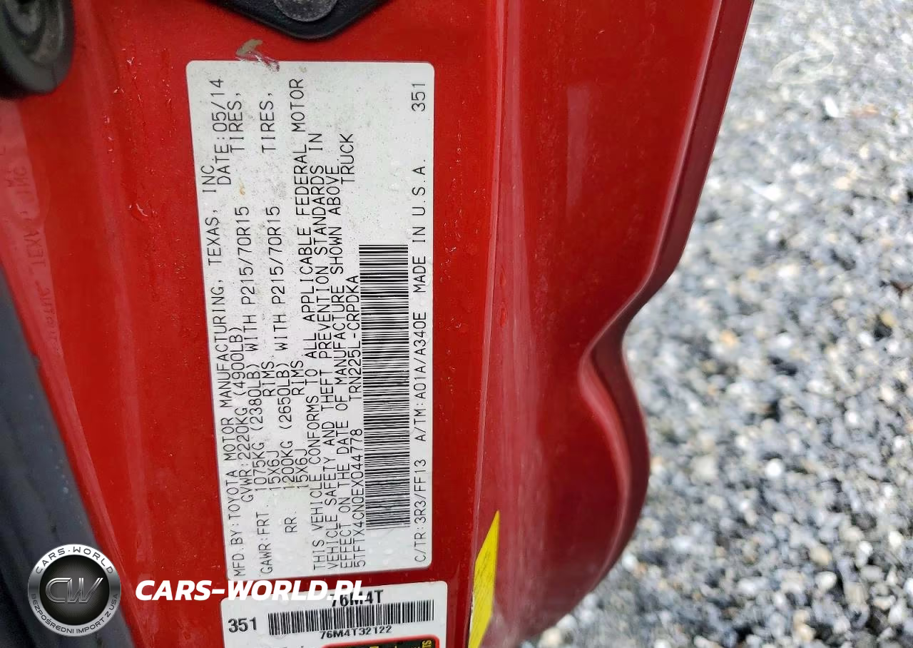 2014 Toyota Tacoma Base VIN:5TFTX4CN0EX044778 - 12