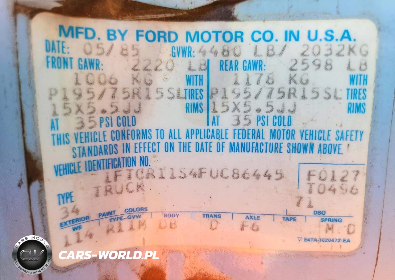 1985 Ford Ranger VIN:1FTCR11S4FUC86445 - 12