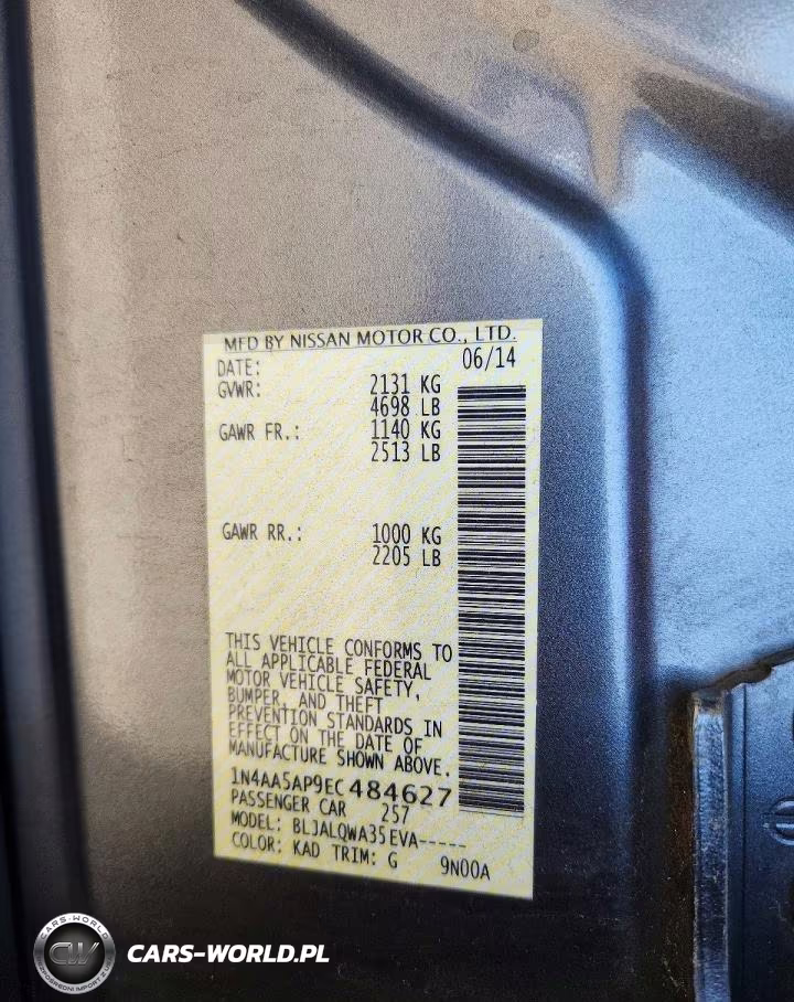2014 Nissan Maxima 3.5 S VIN:1N4AA5AP9EC484627 - 12