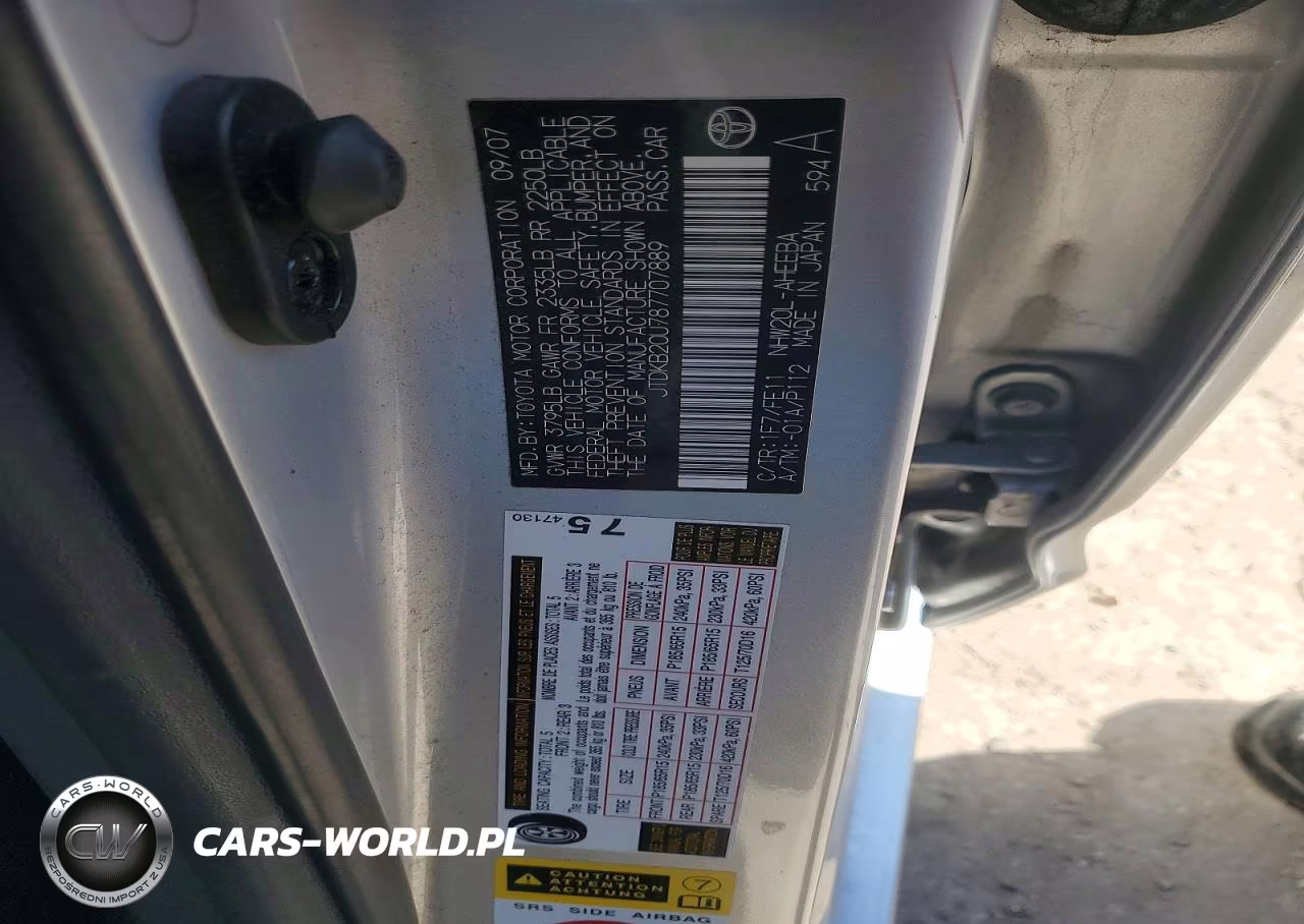 2008 Toyota Prius Base VIN:JTDKB20U787707889 - 12