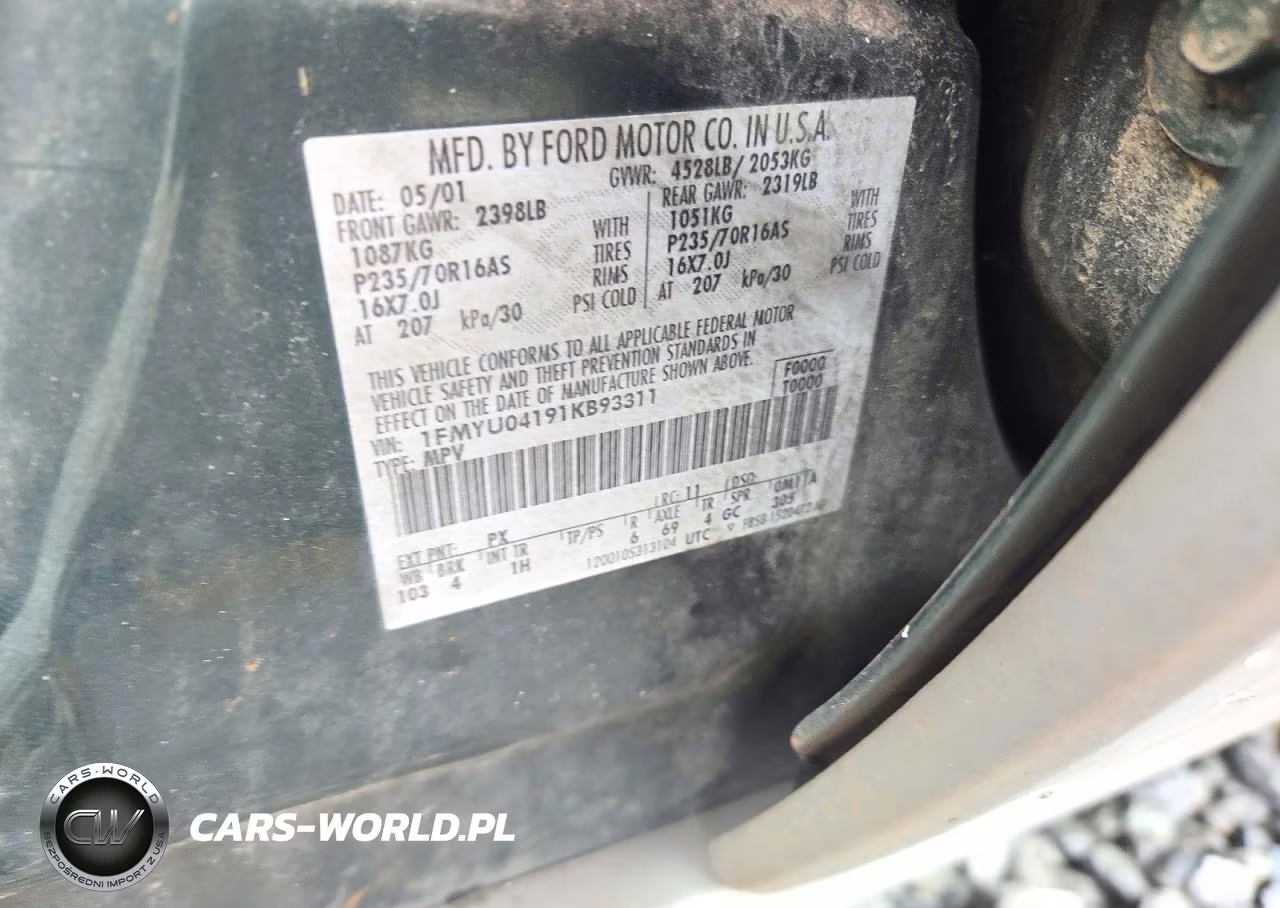 2001 Ford Escape Xlt VIN:1FMYU04191KB93311 - 13