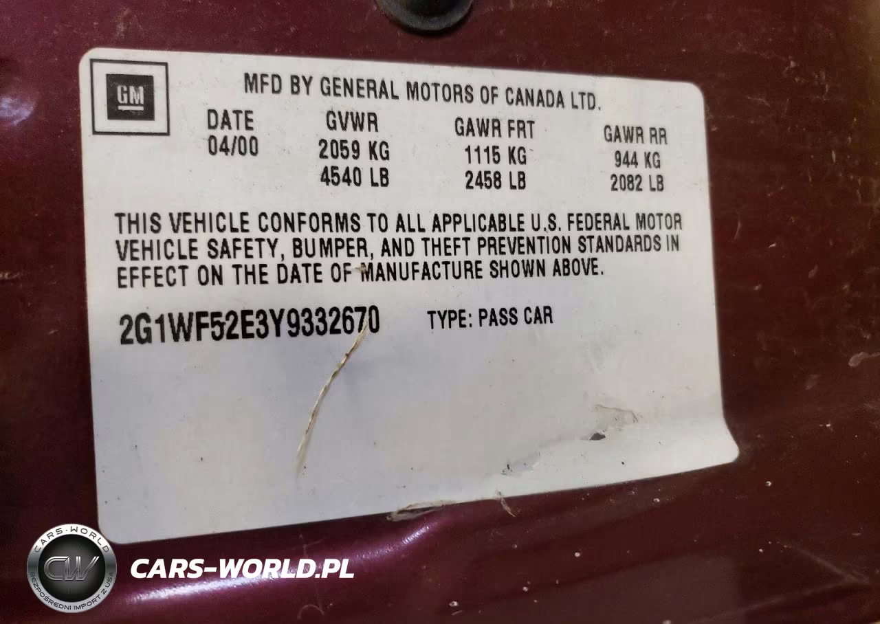 2000 Chevrolet Impala VIN:2G1WF52E3Y9332670 - 12