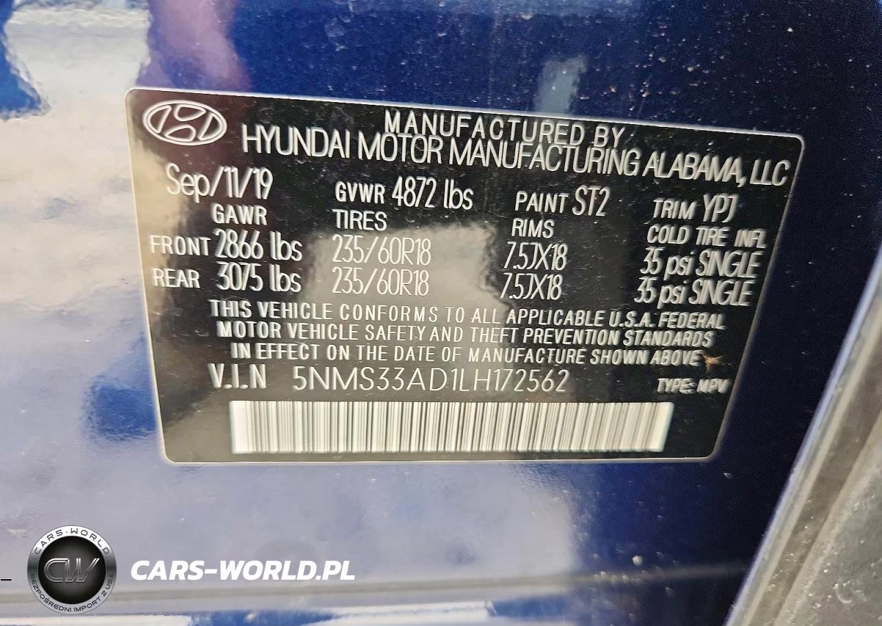 2020 Hyundai Santa Fe Sel VIN:5NMS33AD1LH172562 - 13