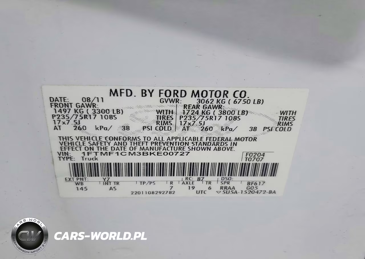 2011 Ford F150 VIN:1FTMF1CM3BKE00727 - 12