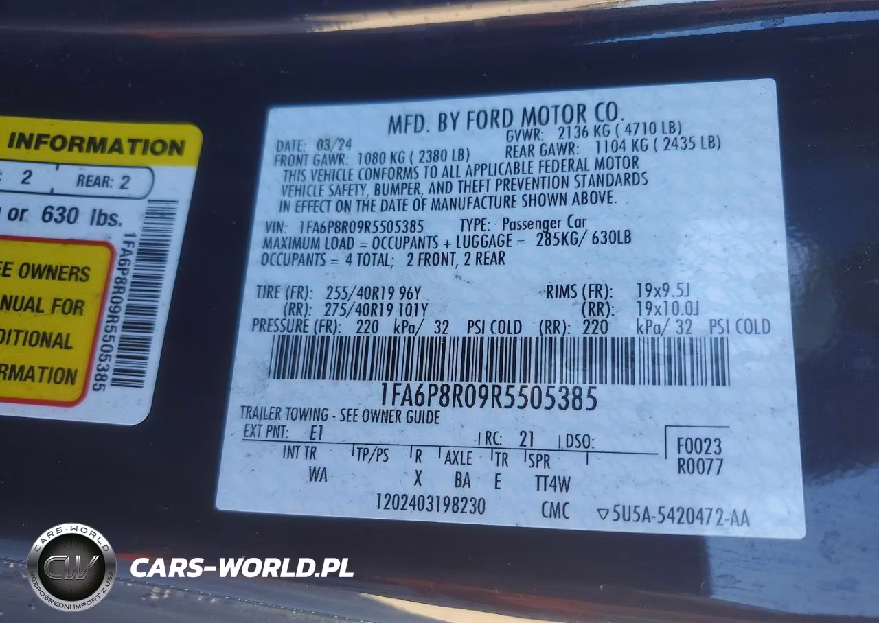 2024 Ford Mustang Dark Horse VIN:1FA6P8R09R5505385 - 12