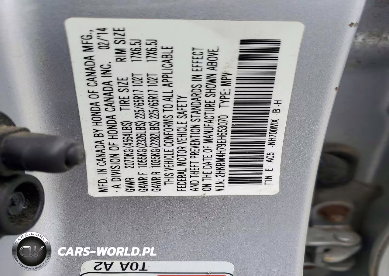 2014 Honda Cr-V Exl VIN:2HKRM4H79EH653070 - 13