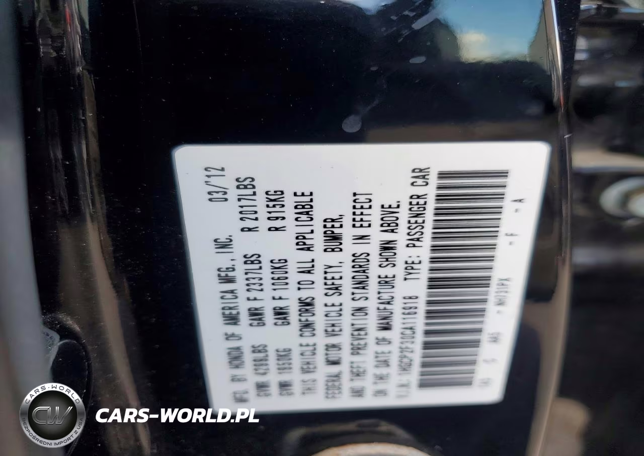 2012 Honda Accord Lx VIN:1HGCP2F30CA116918 - 12