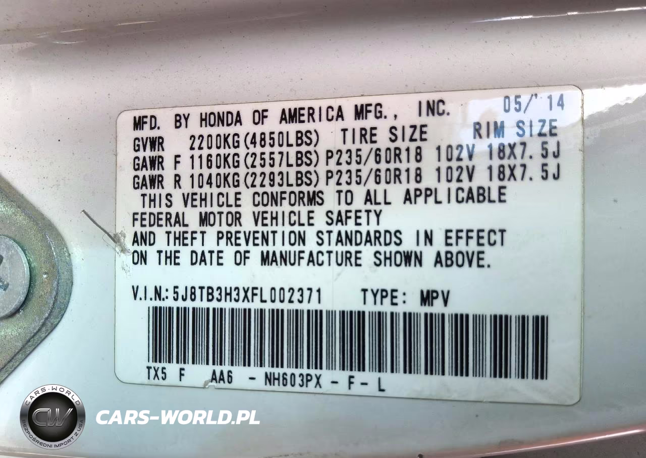 2015 Acura Rdx VIN:5J8TB3H3XFL002371 - 13