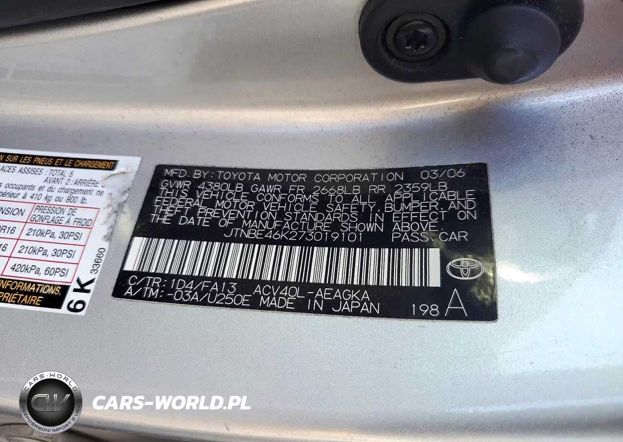 2007 Toyota Camry Xle VIN:JTNBE46K273019101 - 12